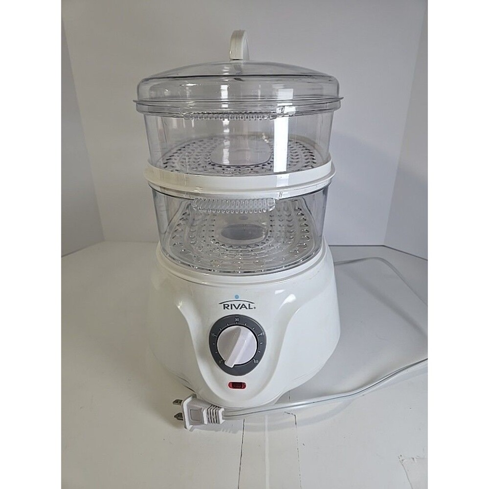 Rival Electric Food Steamer CKRVSTLM21 2-Tier Vegetable Cooker White Tested